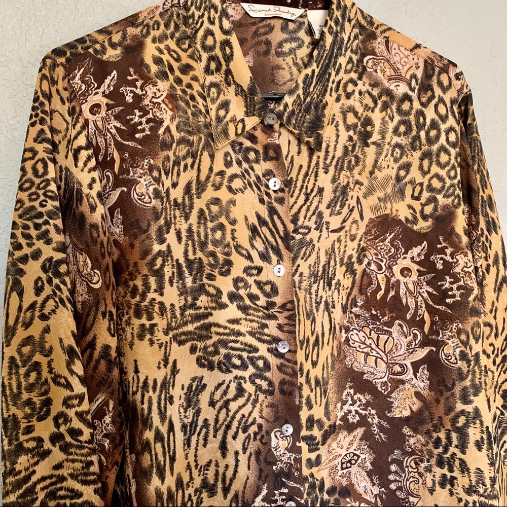 French Laundry Leopard Print Blouse 2X